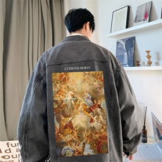 直播品质美式高街扎染印花复古水洗牛仔衣潮流夹克外套NZ17特65，男装夹克，电商A486
