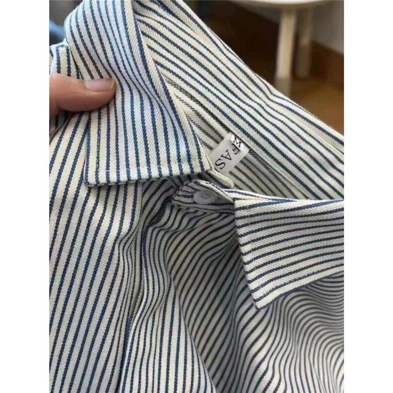 黑色条纹短袖衬衫高级感潮流衬衣美式宽松休闲外套CS017P35特,男装T恤,电商D256-2(原A064-2)