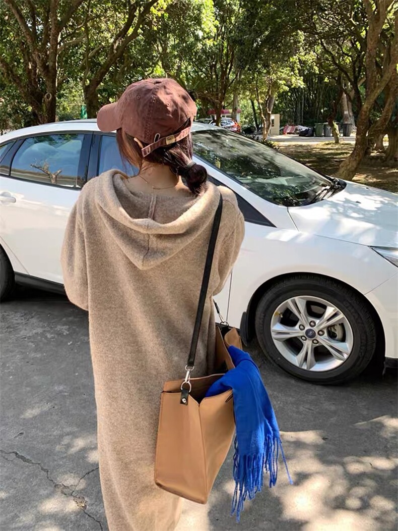 羊毛衫女秋冬宽松内搭外穿连帽纯色针织衫连衣裙,女装连衣裙,思途羊绒