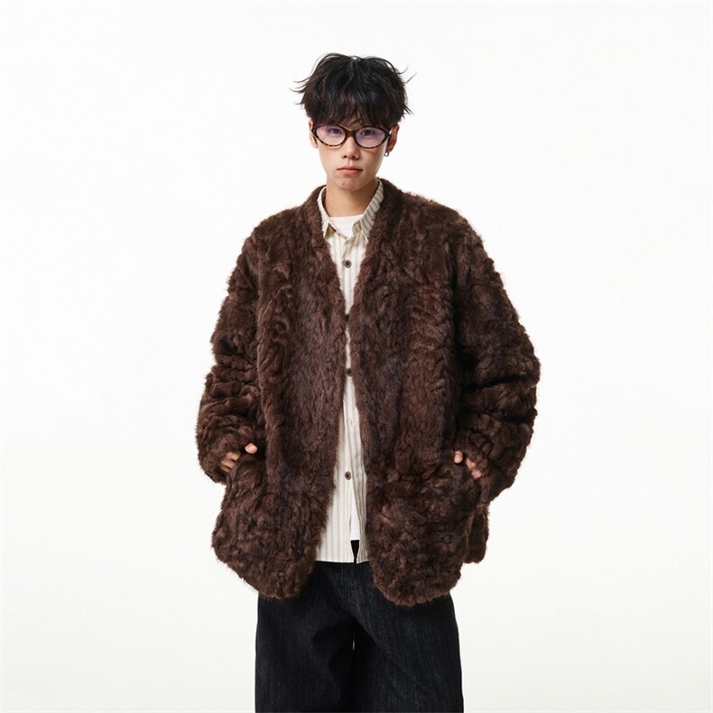 小湖羊皮草外套男冬重磅潮牌皮毛一体夹克慵懒风休闲棉衣MY689，男装夹克，星座903-1