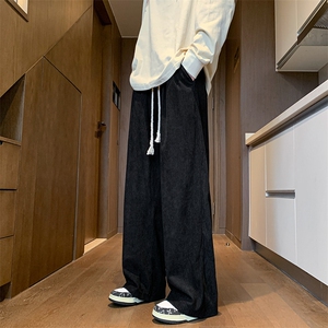 8XL-M特大码秋季新款垂感休闲裤男宽松直筒裤男裤拖地裤K942P40图片