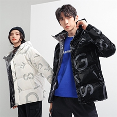 现货潮牌连帽鲨鱼皮学生情侣宽松高品质羽绒服轻薄外套面包服，男装羽绒服，星座301D-5(原星座1415）