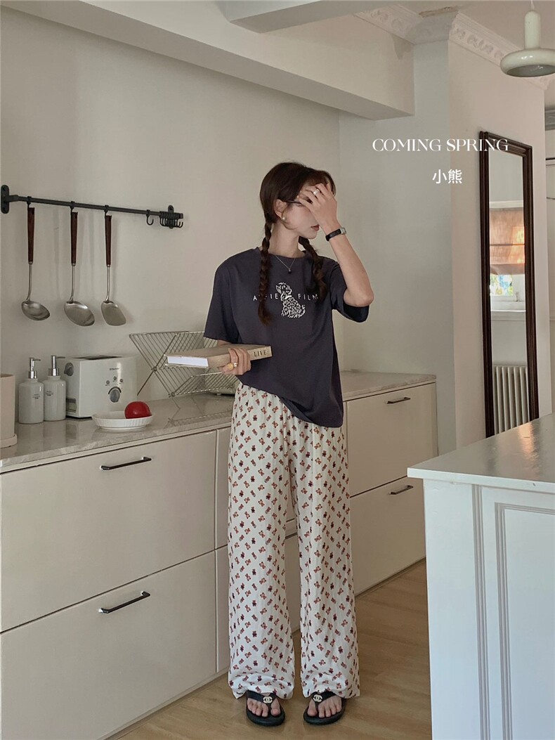 轻薄柔软可爱减龄睡裤,女装打底裤,禾雯电商供货
