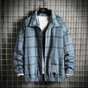 格子夹克外套男士韩版潮流休闲工装衣服潮牌DS861T