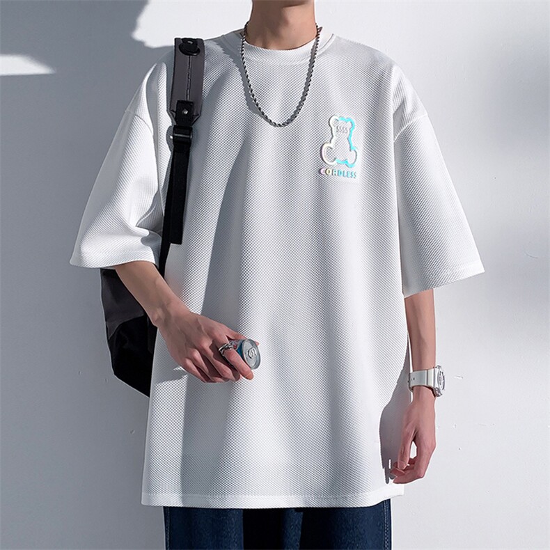 2024夏季新款港风光影墙大码反光短袖T恤M-5XHT23277-特P20,男装T恤,电商A022