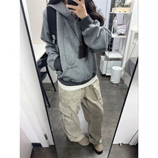 网图有货美式复古刺绣连帽华棉卫衣男女宽松情侣外套A871-P55，女装短外套，星座1505
