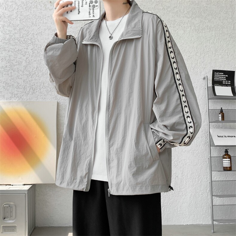 F004-P45 夏季新款织带防晒衣男士大码宽松外套纯色透气 控58图片