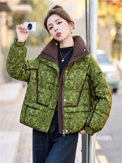 时尚立领羽绒服2025冬季新款时尚印花小个子气质通勤流行保暖外套，女装羽绒服，拾衣