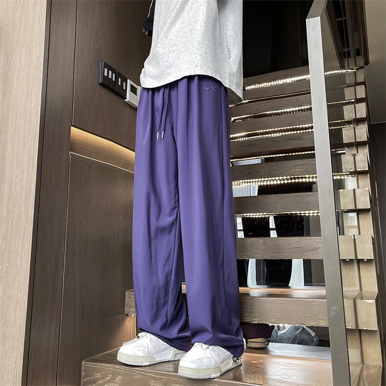 休闲裤男韩版潮流百搭裤子夏季薄款坠感阔腿拖地长裤K02845-P35,男装休闲裤,星座308B-2