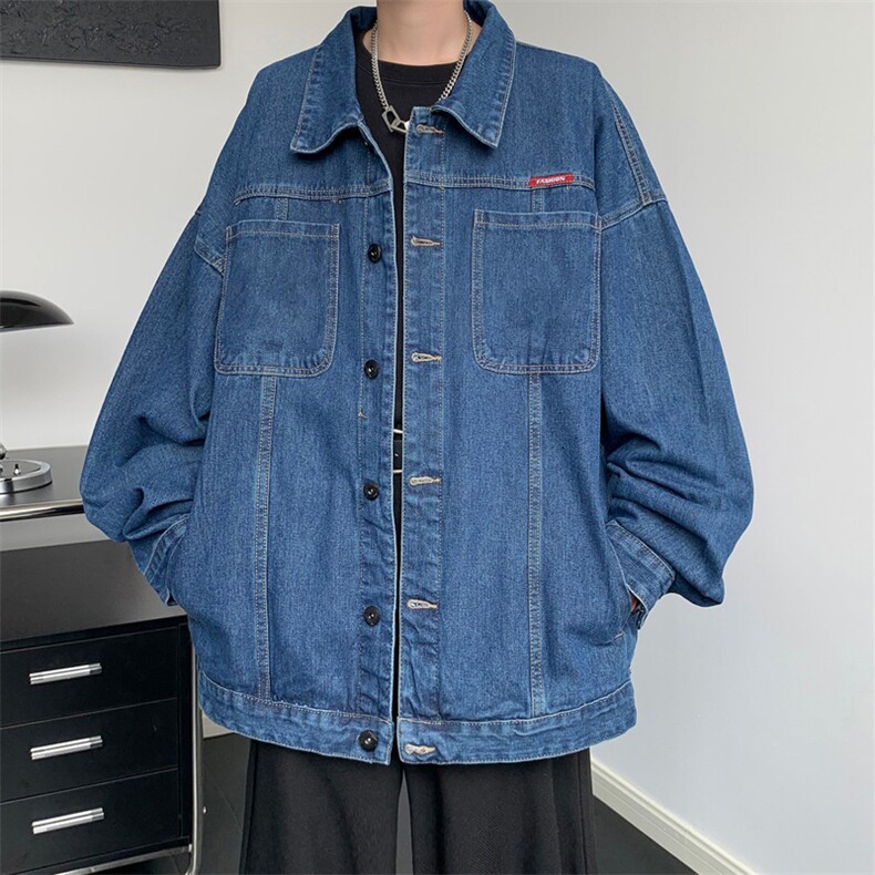 男装牛仔外套2026秋爱心字母印花男生翻领夹克XZ514-2-N102-P88,男装工装外套,星座514-2(原B239)