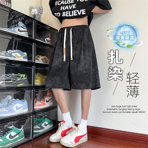 特批P25无差价25夏季扎染冰感冰丝顺滑休闲直筒大码短裤男DK5896图片