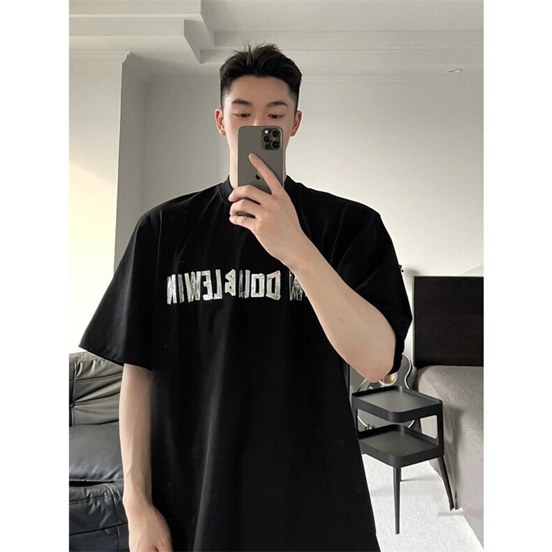 垫肩T恤男印花纯棉短袖宽松设计感半袖1213-T2429-P35网图,男装T恤,星座1213