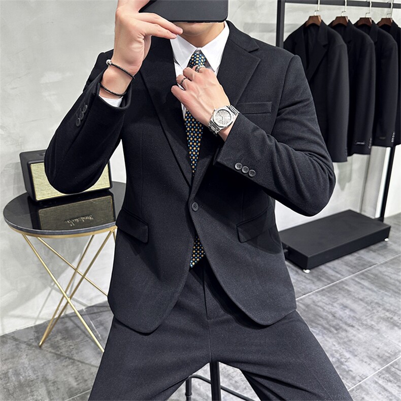 2025春秋男士轻熟简约休闲厚款西服单西外套A415-3362-P155-控258，男装西服，电商A355（原A415）