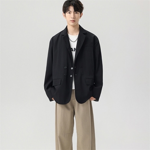 得物二开 复古高级感西服外套男秋季潮流小众休闲衬衫JK1248-P70图片