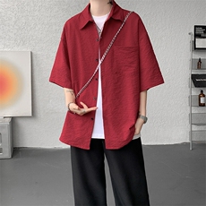 8XL-M泡泡纱盐缩肌理短袖衬衫男夏季冰丝外套防晒衬衣DC28011P40，男装衬衫，电商B312
