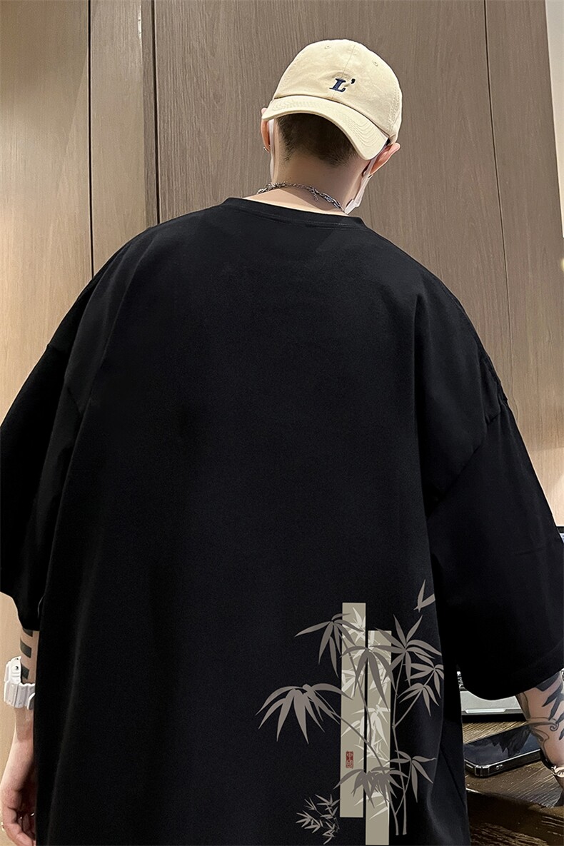 量大优可提供视频2024夏季新美式短袖T恤D223A-T24165-P18,男装T恤,电商019-1