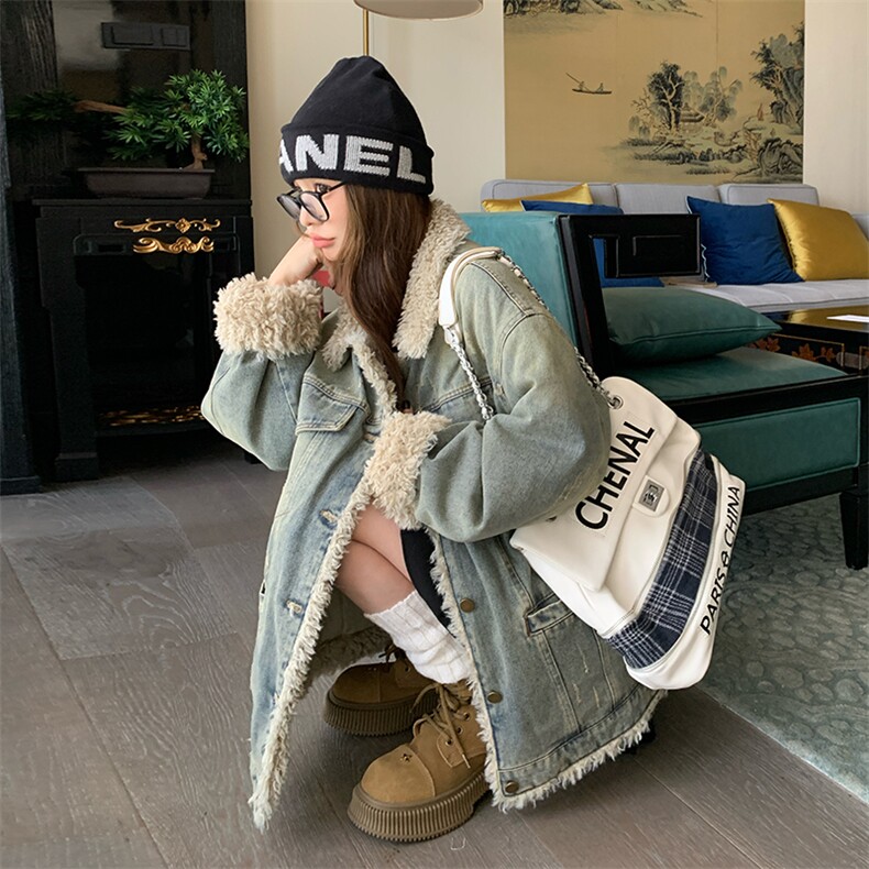 现货新款水洗复古牛仔棉衣外套HW88P190K288,女装短外套,2D035