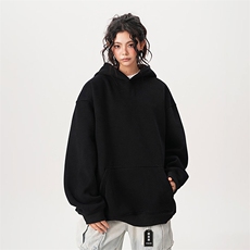 抖音得物高品质二开26春装美式高街无帽绳光板纯色连帽卫衣XS056，男装卫衣，电商A486