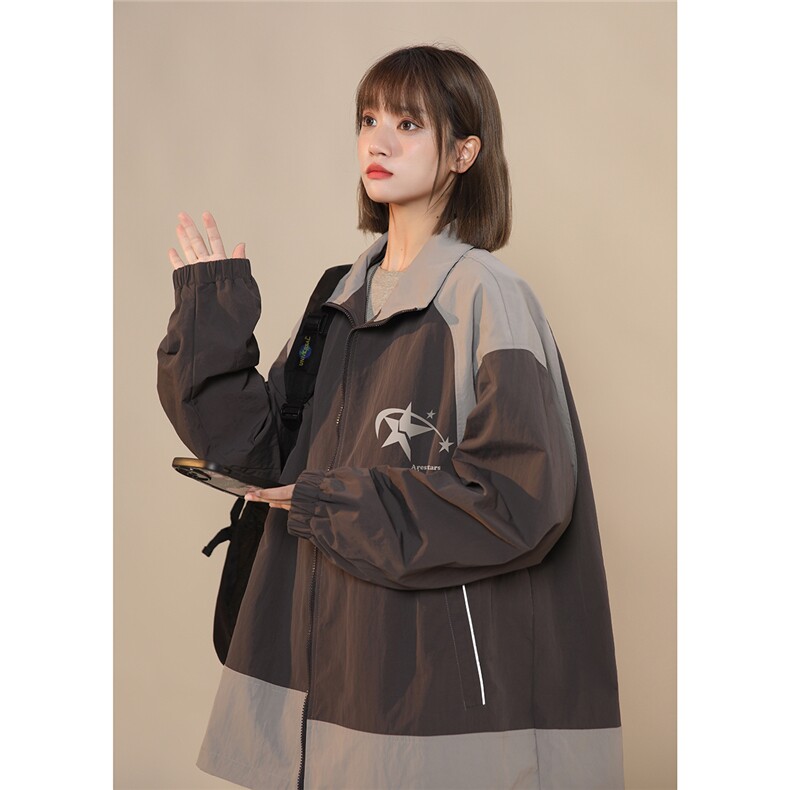 中性风23新款秋季时尚百搭宽松字母印花情侣夹克外套F401P75控98,男装夹克,A247A