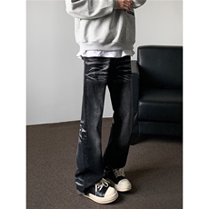 美式高街cleanfit立体直筒微喇牛仔裤男复古vibe裤子男RK2392-P43，男装牛仔裤，星座412-2