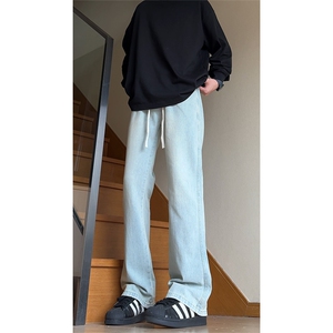 大货~ 美式高街vibe修身微喇抽绳松紧腰牛仔裤男K551-特P42 控68图片