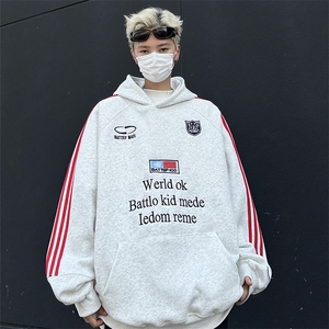 2024新款秋季美式复古徽章织带连帽卫衣男女运动服现货W8356-P48