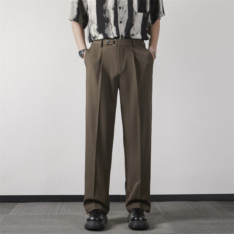 轻熟春季西装裤男韩风坠感阔腿裤直筒宽松拖地裤男垂感长裤K912，男装西裤，星座1116A-2（原606A-1）