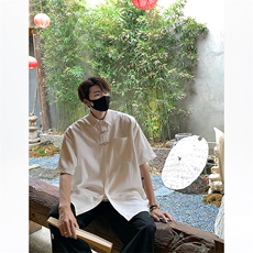 CS08-P50新中式风男士情侣衬衫短袖衬衣上衣，男装衬衫，电商B327