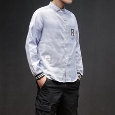 日系竹签条条纹潮男休闲内搭衬衫703-C005，男装衬衫，星座703