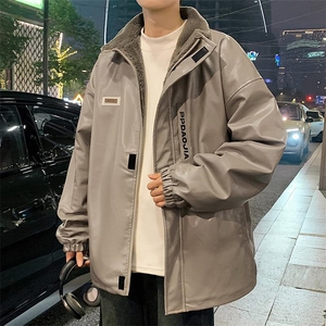 时尚贴标PU皮立领棉服男加棉加厚机车服皮衣外套M91特P100控178图片