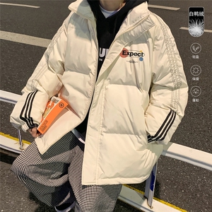 港风 冬季新款织带立领休闲羽绒服男潮宽松印花 YR6118 P235控298图片