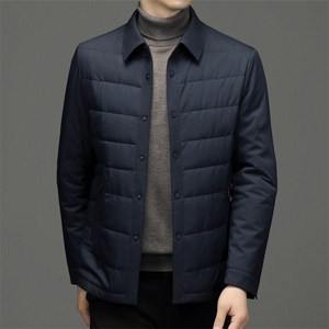 2023冬季新款加厚保暖羽绒服中年男士商务休闲白鸭绒翻领外套男装图片