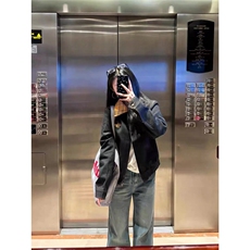 美式复古格子拼接牛仔外套男女2025春秋冬新款设计高级感工装夹克，男装工装外套，星座506A