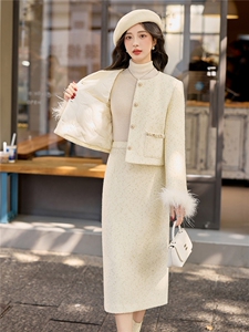 法式小香风90羽绒套装女2025年冬季新款轻奢高级感半身裙两件套图片