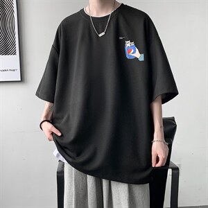 HT73262-P22华夫格t恤男短袖男大码五分袖大皂风