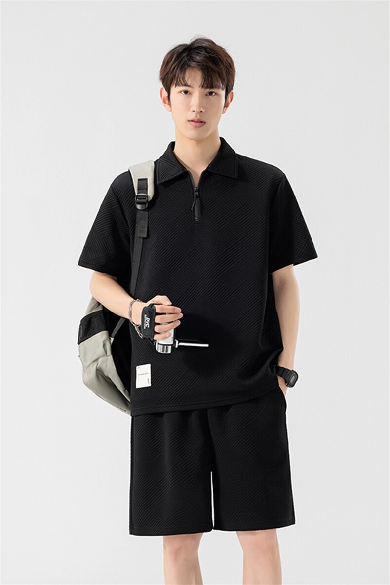 TZ25306-P552026年夏季休闲T恤短裤男两件套,男装牛仔裤,电商D310B