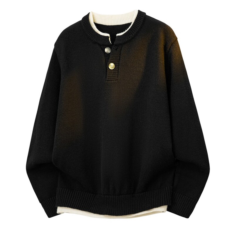 MH5544-CG-3DP55假两件圆领亨利领毛衣慵懒风男针织衫高领线衫，男装针织衫/毛衣，星座510A-5