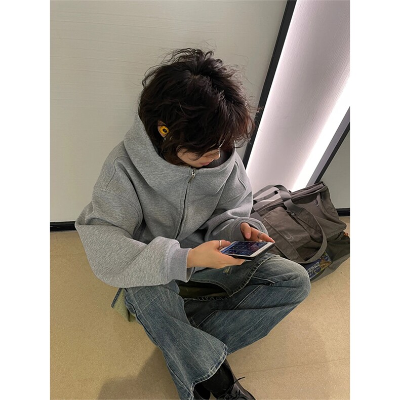 有货~秋冬美式廓形重磅硬挺连帽卫衣开衫外套男WY8836-P65，男装针织衫/毛衣，星座218-5