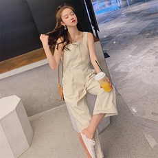 夏款现货工装连体裤女宽松背带阔腿裤163-0606-P95-控138，女装连体裤，拾菱