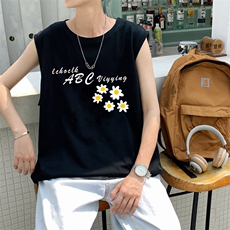 ！港风2023夏季无袖背心男加肥加大码宽松短袖T恤男BX263-P20，男装背心/马甲，电商B371