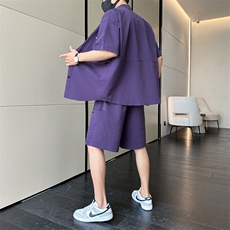 短袖衬衫男新款夏季薄款透气搭配一套短裤宽松翻领衬衣TZ066-P100，男装牛仔裤，星座308B-2