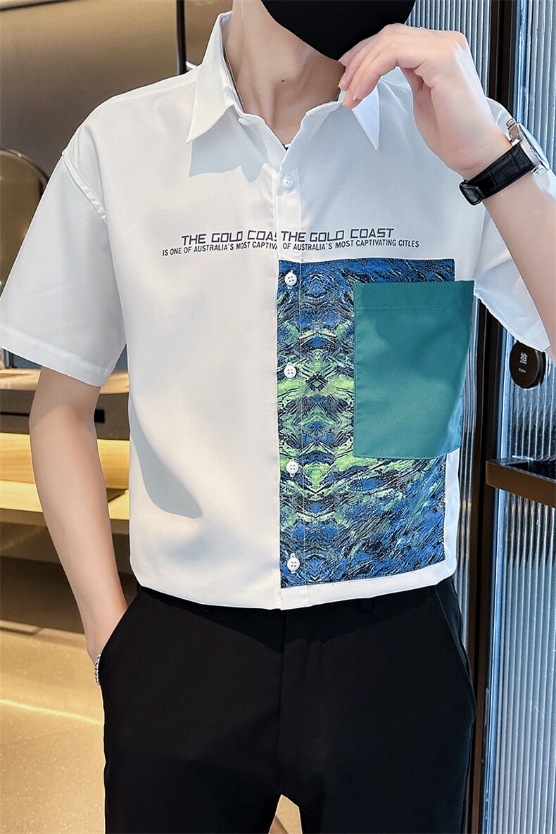 直播店主风夏百搭衬衫印花短袖宽松社会小伙A236-C07-P55,男装T恤,电商A236