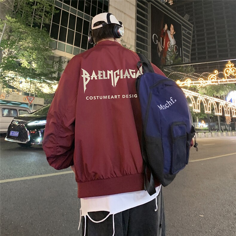 特批夜景棒球服外套时尚字母印花翻领夹克特批,男装夹克,电商A247