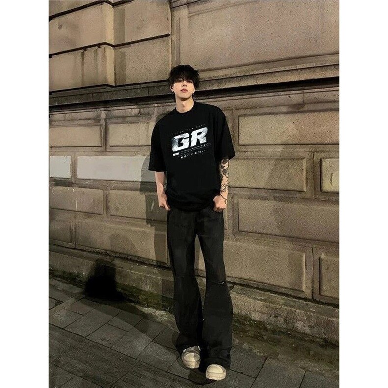 wassuphappy重磅刺绣短袖t恤男夏季潮流美式青少年情侣休闲上衣,男装T恤,星座809A(原222-1)