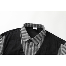 8XL-M特大码衬衫男假两件拼接衬衫新中式坎肩马甲外穿CS508TP68，男装衬衫，电商D206-1
