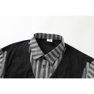 8XL-M 特大码衬衫男假两件拼接衬衫新中式坎肩马甲外穿CS508TP68图片
