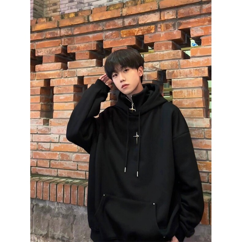 网络图现货  美式潮牌痞帅假两件连帽拉链加绒加厚卫衣JT1008-P58图片