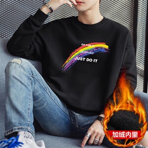外贸货源男士彩虹印花休闲百搭圆领卫衣大码1511A-2-F031加绒-P19图片
