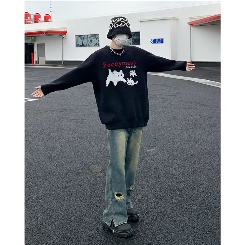 慵懒毛衣男秋冬季新款中性风圆领打底针织衫美式X032P45,男装针织衫/毛衣,星座1116-2