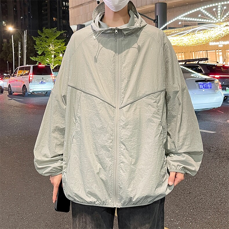 特批P55无差价夏季满天星冰丝凉感UPF50+连帽潮防晒服外套男J2609,男装防晒衣,电商A001-1